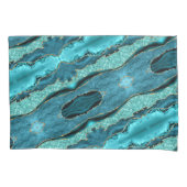 アゲートティール（緑がかった色）ブルー金ゴールドアクアターコイズピローケース 枕カバー (正面)