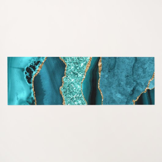アゲートティール（緑がかった色）ブルー金ゴールドアクアターコイズヨガマット ヨガマット (裏面(横))