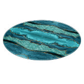 アゲートティール(緑がかった色)ブルー金ゴールドアクアターコイズ切削ボード カッティングボード (角)