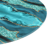 アゲートティール(緑がかった色)ブルー金ゴールドアクアターコイズ切削ボード カッティングボード (角)