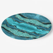 アゲートティール（緑がかった色）ブルー金ゴールドアクアターコイズ紙プレート ペーパープレート (アングル)