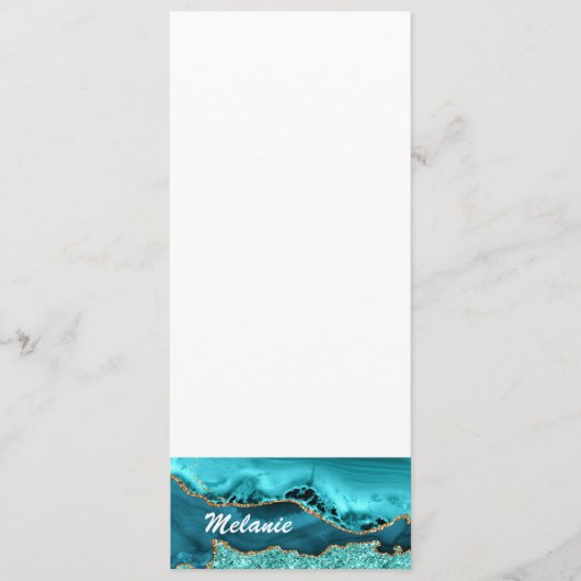 アゲートティール（緑がかった色）ブルー金ゴールドグリッターターコイズ名前をカスタムする メニュー (正面)