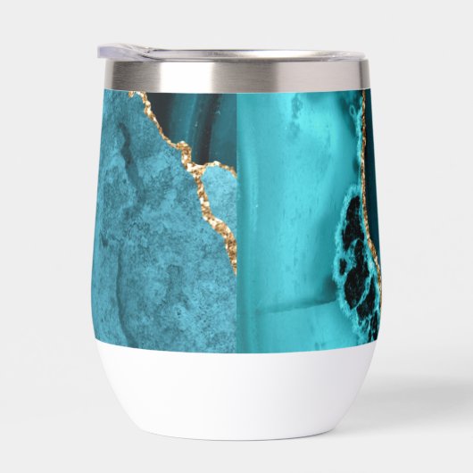 アゲートティール（緑がかった色）ブルー金ゴールドグリッターマーブルアクアターコイズ (右面)