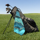 アゲートティール（緑がかった色）ブルー金ゴールドグリッターマーブルアクアターコイズ ゴルフタオル (グリーン)