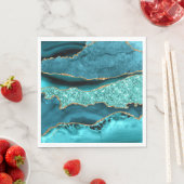 アゲートティール(緑がかった色)ブルー金ゴールドグリッターマーブルアクアターコイズ スタンダードランチョンナプキン (インサイチュ)