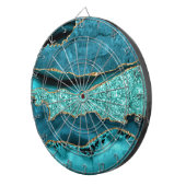 アゲートティール（緑がかった色）ブルー金ゴールドグリッターマーブルアクアターコイズ ダーツボード (正面右)