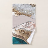 アゲートティール(緑がかった色)ブルー金ゴールドグリッターマーブルアクアターコイズ バスタオルセット (ハンドタオル)