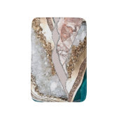 アゲートティール（緑がかった色）ブルー金ゴールドグリッターマーブルアクアターコイズ バスマット (正面縦)