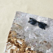 アゲートティール（緑がかった色）ブルー金ゴールドグリッターマーブルアクアターコイズ ビーチタオル (インサイチュ)