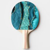 アゲートティール（緑がかった色）ブルー金ゴールドグリッターマーブルアクアターコイズ 卓球ラケット (裏面)
