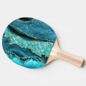 アゲートティール（緑がかった色）ブルー金ゴールドグリッターマーブルアクアターコイズ 卓球ラケット (横)