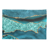 アゲートティール（緑がかった色）ブルー金ゴールドグリッターマーブルアクアターコイズ 枕カバー (裏面)