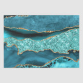アゲートティール（緑がかった色）ブルー金ゴールドグリッターマーブルアクアターコイズ 薄葉紙 (正面)