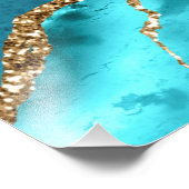 アゲートティール(緑がかった色)ブルー金ゴールドグリッター宝石名前をカスタムする フォトプリント (角)