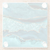 アゲートティール（緑がかった色）ブルー金ゴールド大理石アクアガラスコースター ガラスコースター (裏面)