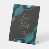 アゲートティール（緑がかった色）金ゴールド結婚ダークの愛は甘い 台座サイン (正面)