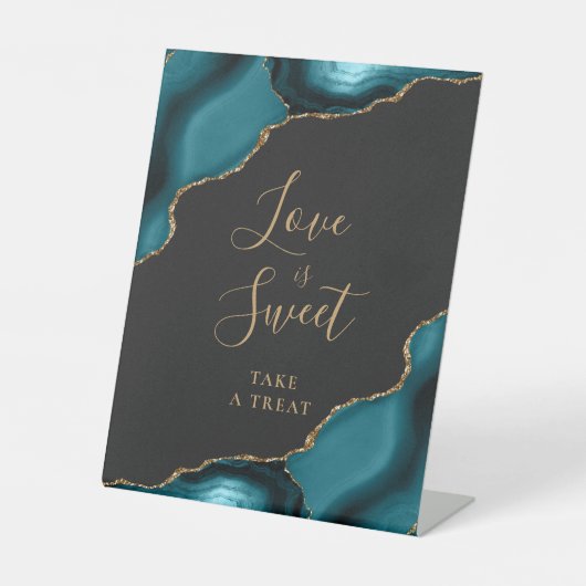 アゲートティール（緑がかった色）金ゴールド結婚ダークの愛は甘い 台座サイン (正面)