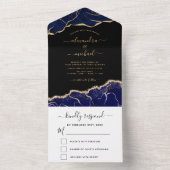 アゲートネイビー結婚ル金ゴールドエレガントズモダン オールインワン招待状 (内側)