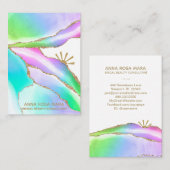 *~*アゲートパステルレインボー金ゴールドグリッター静脈 名刺 (正面/裏面)