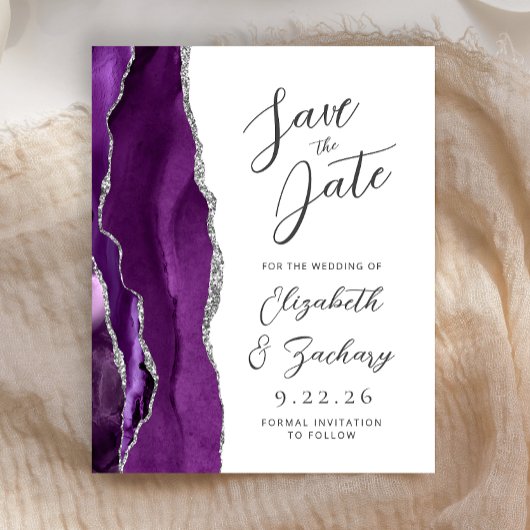 アゲートパープルシルバースクリプトの節約Save the Date