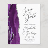 アゲートパープルシルバースクリプトの節約Save the Date (正面)