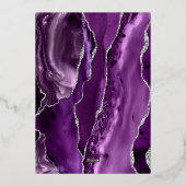 アゲートパープルシルバースクリプトダーク結婚ズ 箔招待状 (裏面)