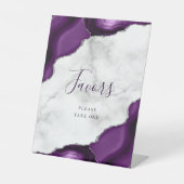 アゲートパープルシルバーマーブル結婚式の引き出物 台座サイン (正面)