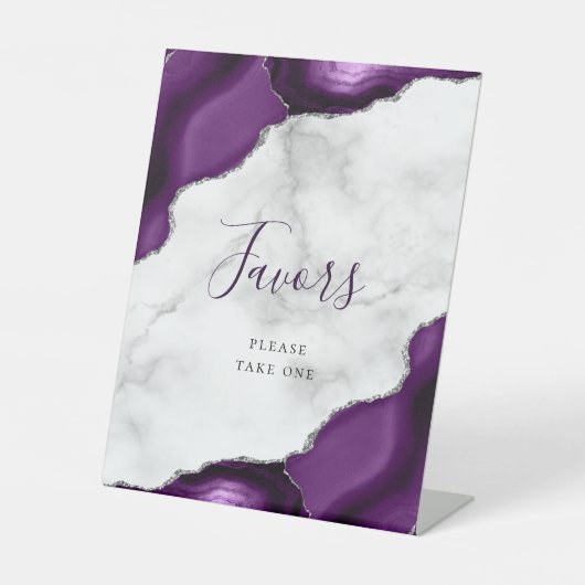 アゲートパープルシルバーマーブル結婚式の引き出物 台座サイン (正面)