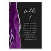アゲートパープルシルバー モダンスクリプト ダーク ウェディング テーブルナンバー (正面)