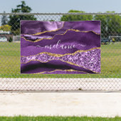 アゲートパープルバイオレット金ゴールドグリッターあなたの名前のバナー 横断幕 (インサイチュ)