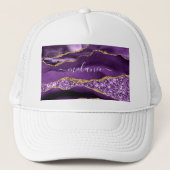 アゲートパープルバイオレット金ゴールドグリッターゲード名前をカスタムする キャップ (正面)