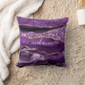 アゲートパープルバイオレット金ゴールドグリッターゲード名前をカスタムする クッション (ブランケット)
