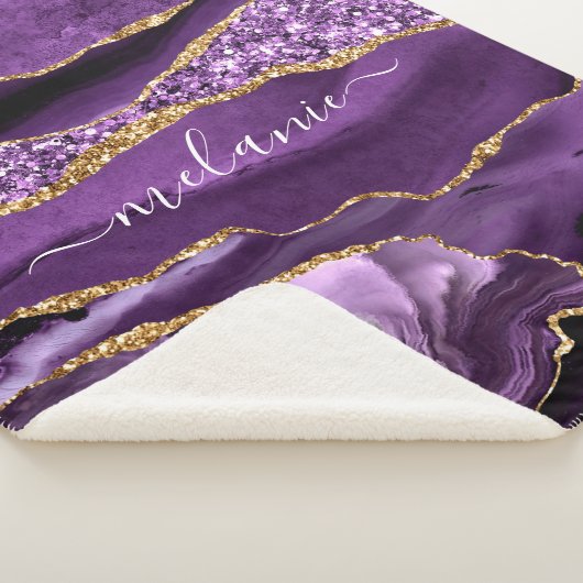 アゲートパープルバイオレット金ゴールドグリッターゲード名前をカスタムする シェルパブランケット (3/4)