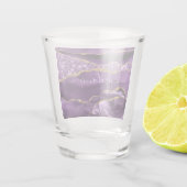 アゲートパープルバイオレット金ゴールドグリッターゲード名前をカスタムする ショットグラス (裏面)