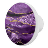 アゲートパープルバイオレット金ゴールドグリッターゲード名前をカスタムする セラミックノブ (右)