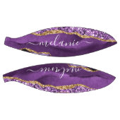 アゲートパープルバイオレット金ゴールドグリッターゲード名前をカスタムする バスケットボール (パネル)