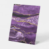 アゲートパープルバイオレット金ゴールドグリッターゲード名前をカスタムする 台座サイン (正面)