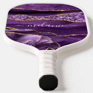 アゲートパープルバイオレット金ゴールドスパークルピックボールパドル ピックルボールラケット