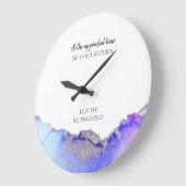 アゲートパープルブルーバイブル引用文パーソナライズされた ラージ壁時計 (傾斜)