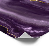 アゲートパープル金ゴールド結婚大理石の歓迎 ポスター (角)