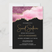 アゲートピンク金ゴールドダークスウィート16バースデーパーティー 招待状 (正面)