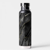 アゲートブラックと金ゴールド大理石名前をカスタムする文字 ウォーターボトル (左面)