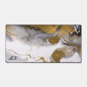 アゲートブラックと金ゴールド大理石名前をカスタムする文字 デスクマット (正面)