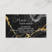 アゲートブラック金ゴールドマーブルメイクアップアーティスト美しいサロン 名刺 (裏面)