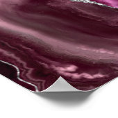 アゲートブルゴーニュ銀ネイビー結婚ブルーの歓迎 ポスター (角)