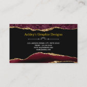 アゲートブルゴーニュ&金ゴールドフェイクグリッター名刺 名刺 (裏面)