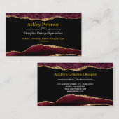 アゲートブルゴーニュ&金ゴールドフェイクグリッター名刺 名刺 (正面/裏面)