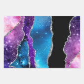 アゲートブルーパープルピンクシルバーファンシーグリッター ラッピングペーパーシート (正面3)