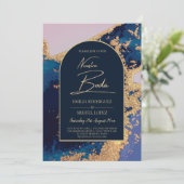 アゲートブルー金ゴールドヌエストラスペインのボダ結婚ズLeahG 招待状 (スタンド正面)