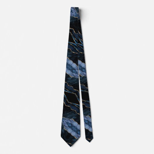 アゲートブルー金ゴールド大理石エレガントネックタイギフト ネクタイ (正面)